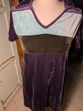 Express Tricot Dress Women's XL Velvet Colorblock VTG Y2K Goth Grunge V Neck