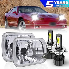For Pontiac Firebird 1982-1990 Pair 7x6 Inch Rectangle Led Headlights Hilo Beam