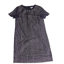 J.Crew Black Gold Metallic Heart Print Shift Dress Short Sleeve Size 6 Holiday