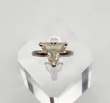 Vintage Sterling Silver CZ Trillion Cut Solitare Ring Size 6
