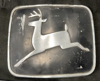 Vintage John Deere Metal Emblem 2 legged deer 5'' X 5 7/8'' No Words Man Cave