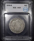 1910-S Barber Half Dollar "ICG AG3" *Free S/H After 1st Item*