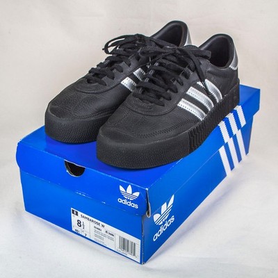 Adidas SAMBAROSE Size 8.5 Women's Platform Sneakers Shoes Black /Silver Metallic