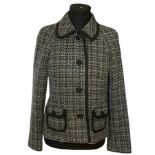 Pendleton Tweed Jacket Women s 6 Black White Button Front Blazer