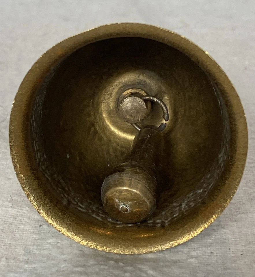 Small Vintage Indian Brass Bell With Enamel Detail - Image 3 of 3