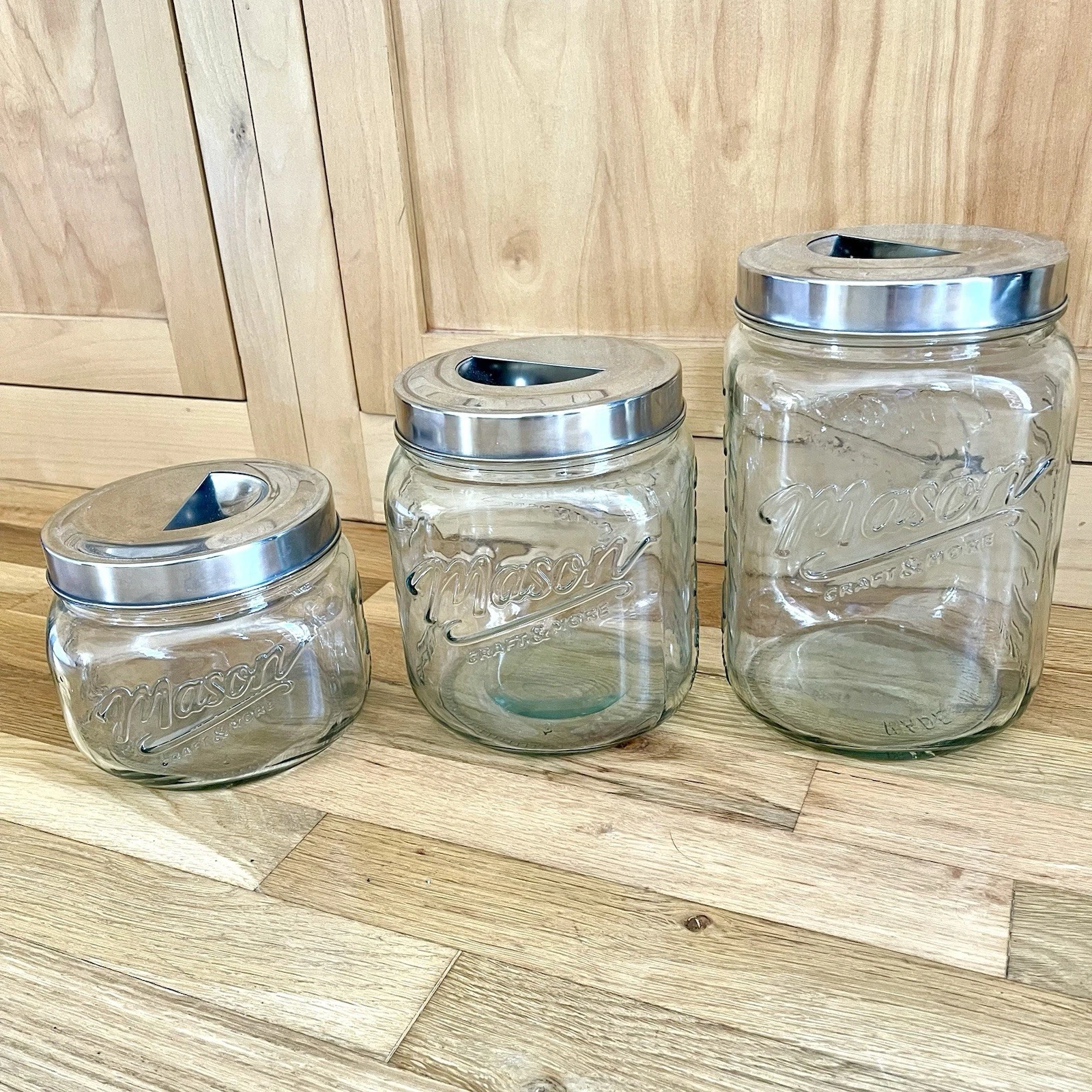 Mason Jar Storage Craft & More Glass Canister Set Of 3 With Large Metal Lids
Opens in a new window o