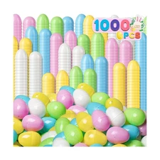 Jumlys 1000 PCS 2.4" Plastic Easter Eggs, Empty Fillable Pastel Colorful East...