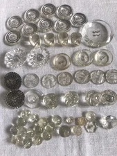 Vintage Antique Glass Buttons Mixed Lot 53 Pieces