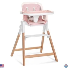 Evolur TinyThrone 2-in-1 Highchair Grapefruit Pink - Converts to Booster & Stool