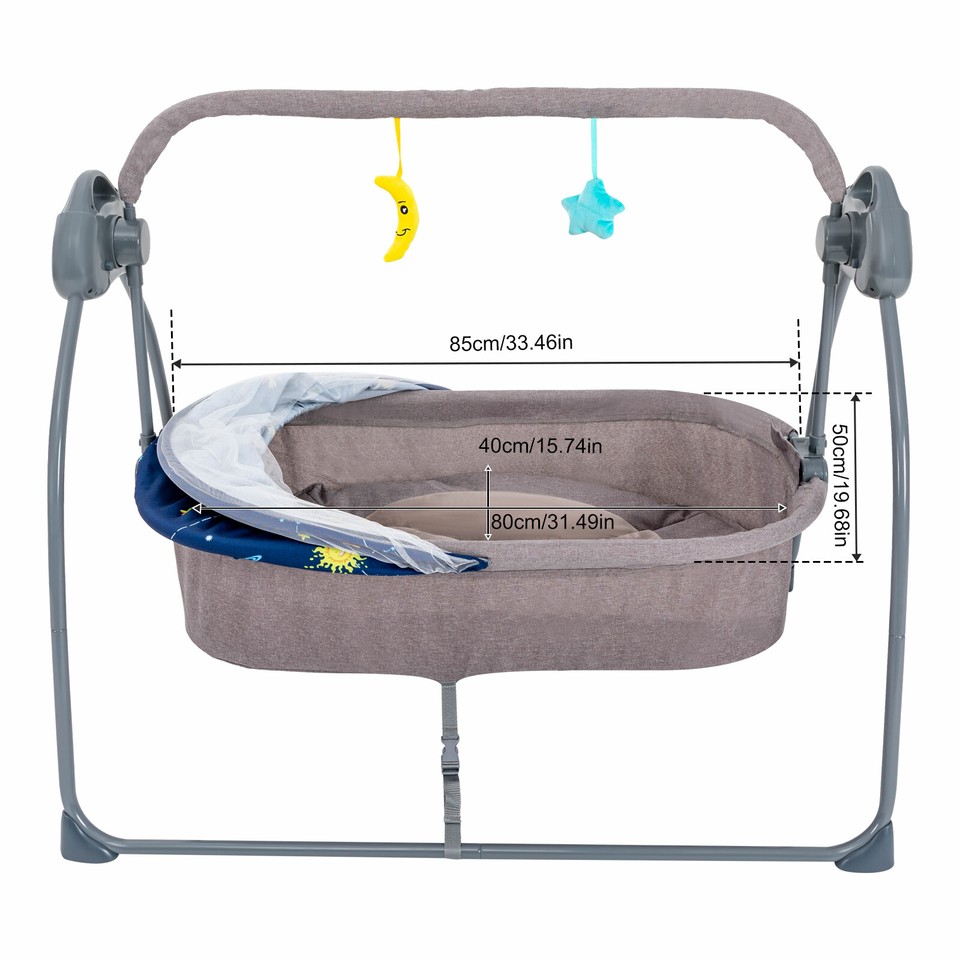 Electric Baby Cradle Crib Infant Auto-Swing Bed Rocker Bluetooth Remote ...