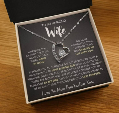 To My Wife Heart Necklace Anniversary Thoughtful Message Gift From Husband