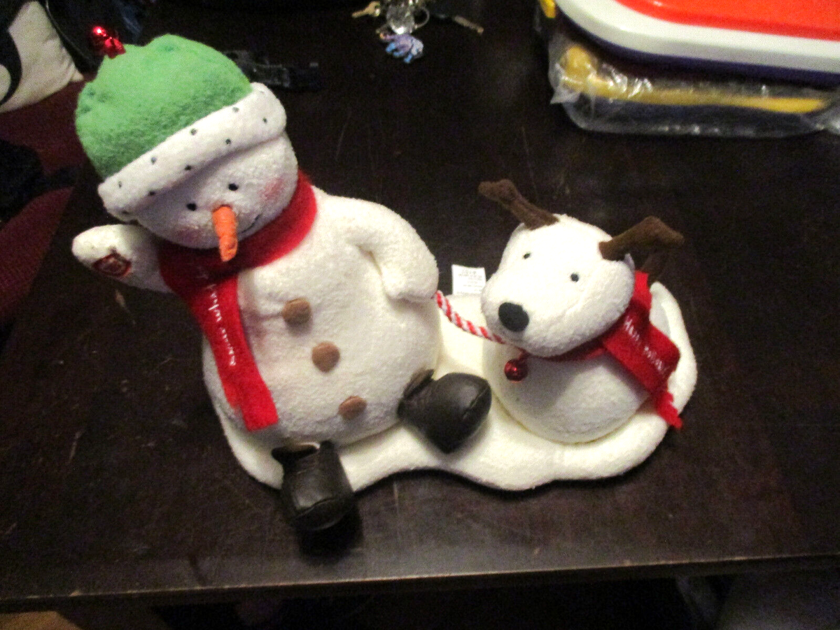 2004 Hallmark Jingle Pals SNOWMAN & DOG MOTION,BARKS,BELLS+
