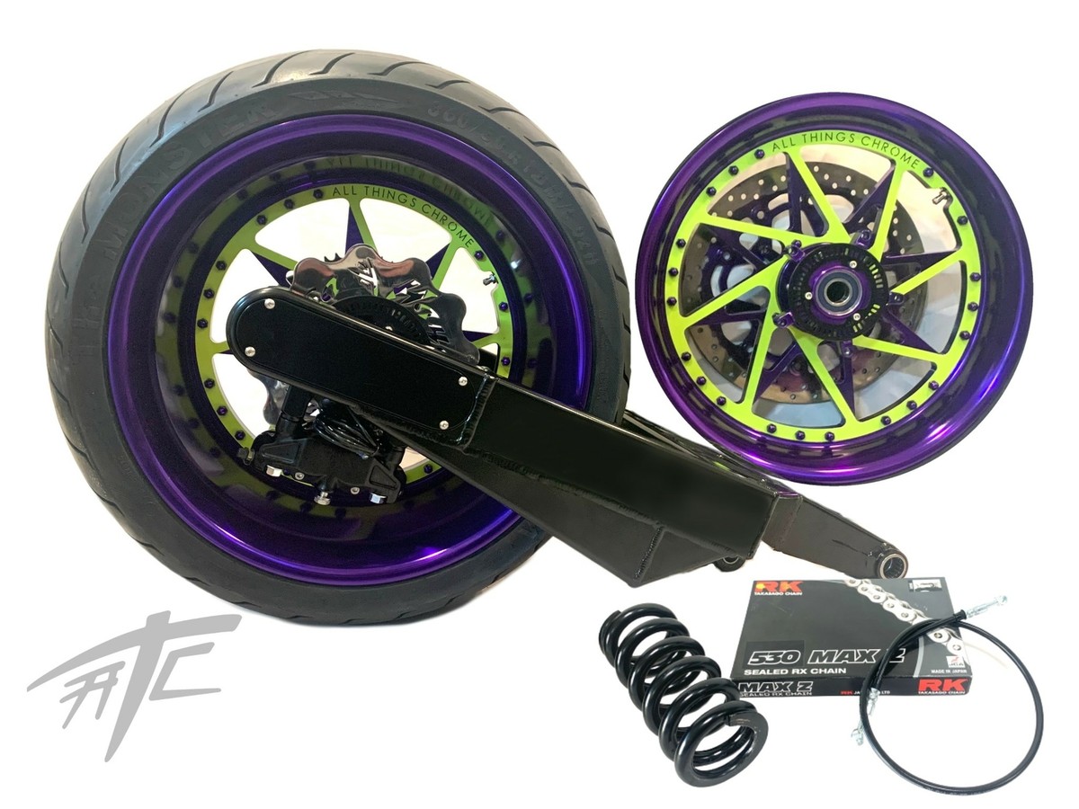 リー　TD付き NINJA 300 OSD FAT TIRE KIT PURPLE/NEON SWITCHBACK WHEEL 12