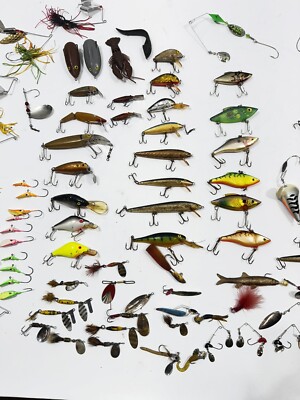 Vintage Fishing Lures Lot w/Fenwick Tackle Box- Lot of 100+