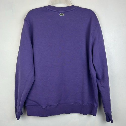 Lacoste Live Sweatshirt Mens XXL Crew Neck Purple Yellow Retro Signature Read - Picture 2 of 9