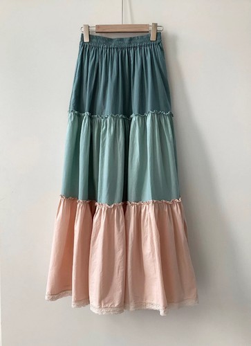 Zadig&Voltaire Women's Cotton Waist Elastic Color Contrast Long Half Cake Skirt - Imagen 6 de 7