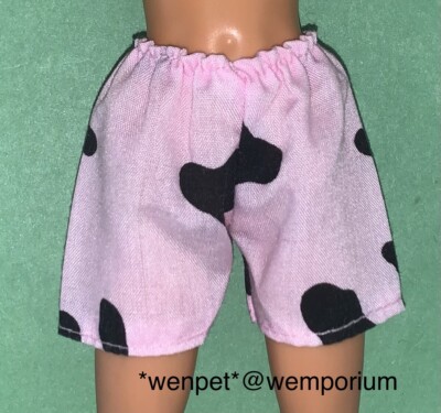 Barbie Puppe Vintage Kleidung rosa Kuhdruck Shorts