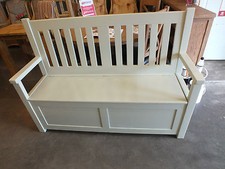 4' painted slat-back monks bench/ settle/ pew/ storage/ hand made/ pine/ bespoke