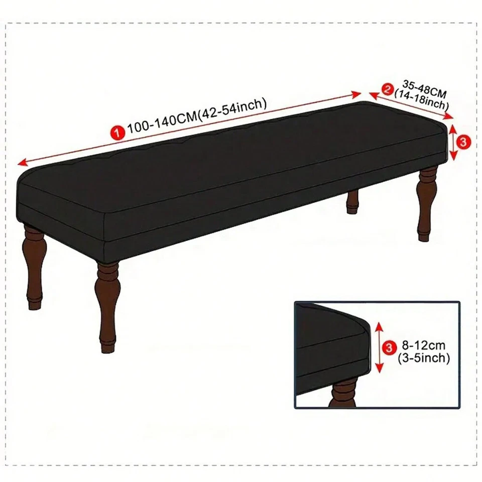 Funda de Banco Elástica Cubierta de Banco para Comedor Piano Silla Asiento Protector Estuche+ Foto 2 de 4