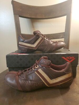 Retro PONY Shoes Womens Size M JOE Brown Leather Low With Box RARE Style 