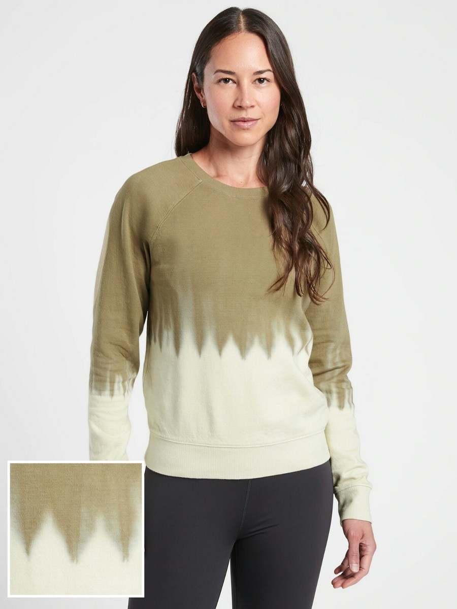シャツ NWT Athleta Sundown Dip Dye Sweatshirt, Shadow Olive SIZE S