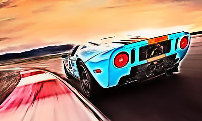 POSTER BILD BILDER XXL  POP ART FORD GT MUSCLE CAR SPORT WAGEN AUTO BIS 150x90