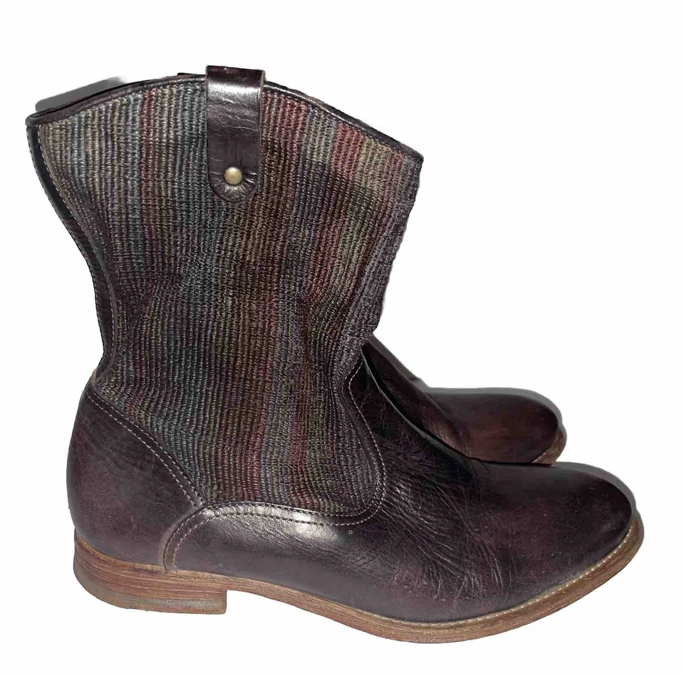 N.D.C. Hecho a Mano Mujer Talla EU 37 1/2 - Botines Cuero Y Textil Foto 3 de 4