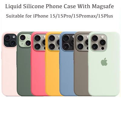 Flüssig Silikon Hülle mit Magsafe für iPhone15 Serie Handys, Soft to Touch