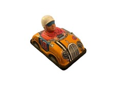 Vintage Sanko Japanese Yellow Tin Toy Car Windup - 10 Yellow - Rare