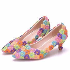 Lace wedding shoes Heel Ladies party shoes Bride Pumps Princess Heels shoes