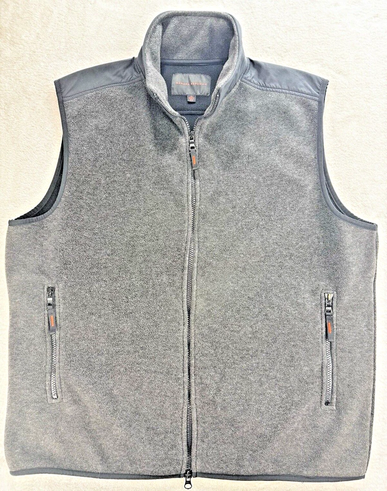 Banana Republic Denali Fleece Vest Jacket Men L Black Full Zip Pockets - Image 2 of 4