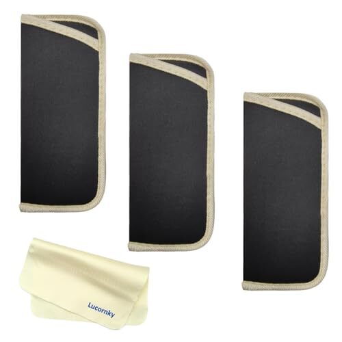 Slip in Eyeglasses Cases Holder 3 Pack, Protective Soft Glasses Sleeve Cream 3