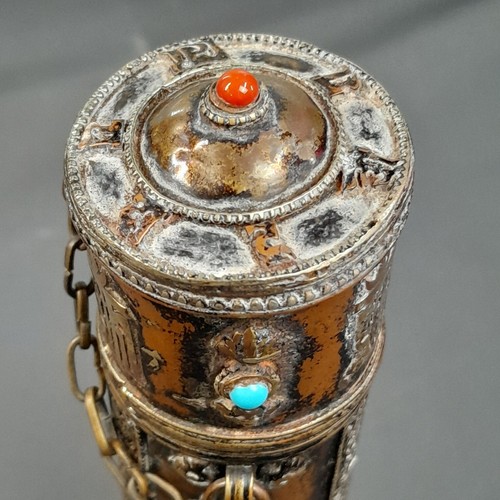 PORTARROLLOS CHINO REALIZADO EN METAL. COBRE Y METAL. FINALES S. XIX. - Imagen 3 de 7