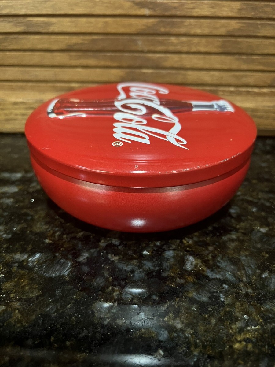 Vintage 1996 Coca-Cola COKE Round Metal TIN Box & Lid 5.5