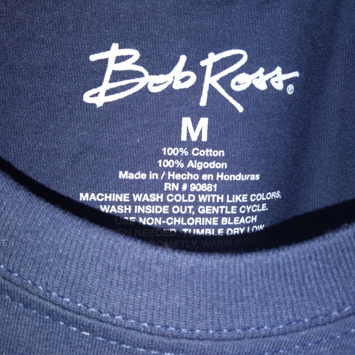 Bob Ross T-Shirt Mens Size M Blue Graphic Print Tee Support Public