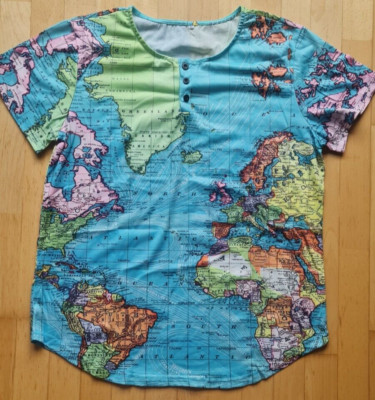 Cotosen 3D World MAp T-Shirt; Gr.: L