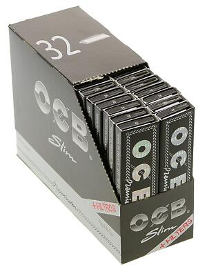 OCB Premium Long Slim Schwarz+ Filtertips Zigarettenpapier Long Papers Blättchen
