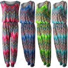COSTUME BARBOTEUSE FEMME IMPRIMÉ ZIGZAG BAGGY HAREM COMBINAISON DE JEU LOOK FESTIVAL