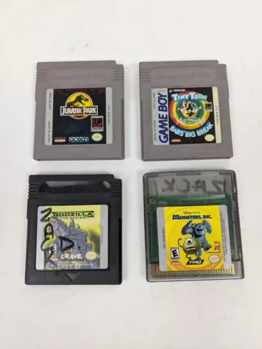 Game Boy Color Mixed Lot Games Jurassic Park Godzilla Monsters Inc Tiny Toons
