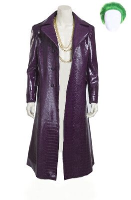 Herren Joker Clown Jared Leto Kostüm lila Jacke Halloween Joker Outfit mit Perücke
