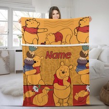 Personalized Winnie The Pooh Blanket, Disney Pooh And Fleece Blanket