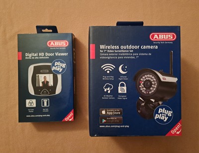 ABUS Wireless Outdoor Security Camera and Door Viewer Combo Set Plug and Play