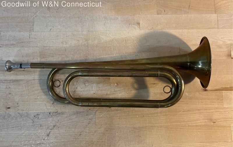 Vintage U.S. Regulation Brass Bugle Made in USA with Mouthpiece Military Style