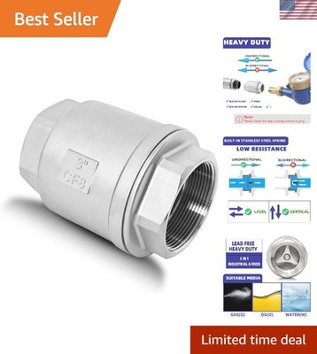 Versatile 3'' NPT Stainless Steel One-Way Flow Check Valve for Multiple Uses