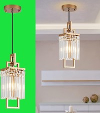 Crystal Chandelier Gold Pendant Light Fixtures for Kitchen Island and Dining Roo