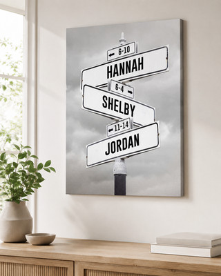 Personalized Family Name Street Sign Wall Art - Clouds/Northern Lights/Night Sky