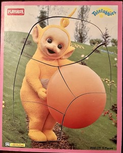 Vintage TELETUBBIES Laa Laa and Her Yellow Ball Playskool Wood Puzzle - 5 Pieces
