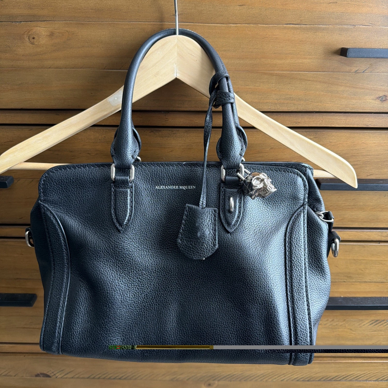 Alexander McQueen — Alexander McQueen Pebbled Calfskin Mini Padlock Tote Black