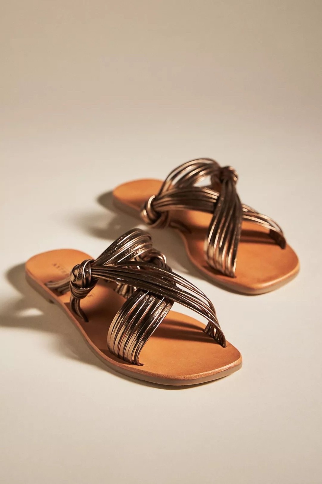 Anthropologie Matisse Mystic Strappy Metallic Slip On Sandals Size 8