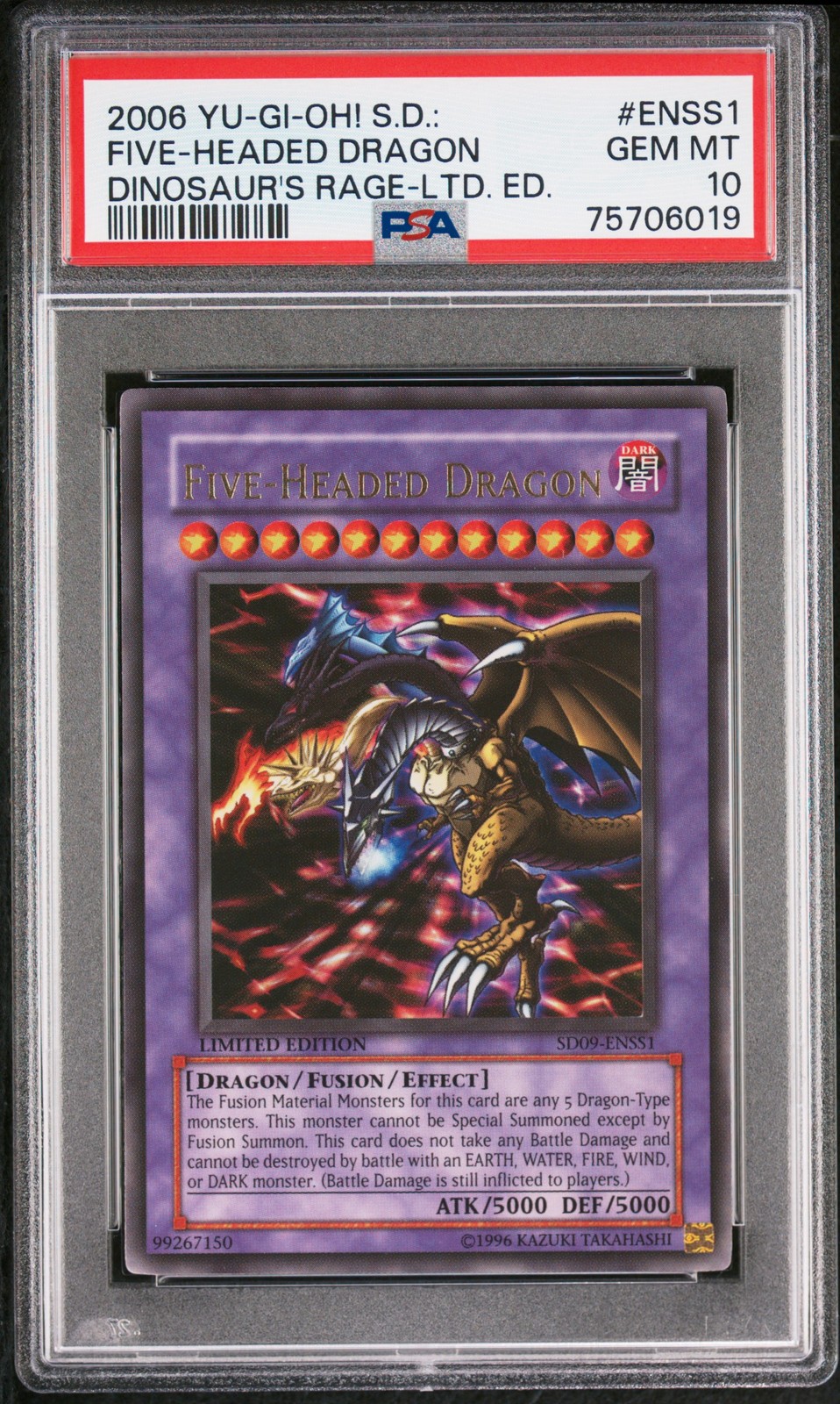 Five-Headed Dragon SD09-ENSS1 Ultra Rare Yugioh PSA 10 *019